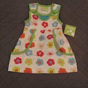 Kids Floral Casual Dress - White with Multicolor Flowers